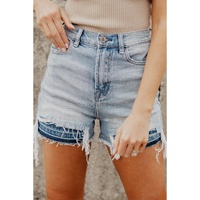 Light Blue Vintage Washed Raw Edge Jean Shorts - 12 US thumbnail