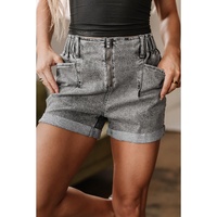 Gray Zipped Light Wash Cuffed Edge Denim Shorts - 14 US thumbnail