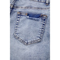 Beau Blue Pearl Studded Pockets Raw Hem Denim Shorts - 6 US thumbnail