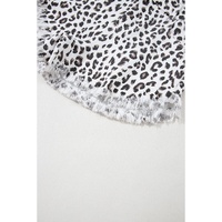 White Leopard Frayed Hem Denim Shorts - 8 US thumbnail