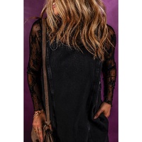Black Sleeveless Shift Denim Dress - M thumbnail