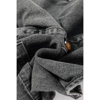 Medium Grey Wide Strap Button Front Pocketed Denim Mini Dress - XL thumbnail