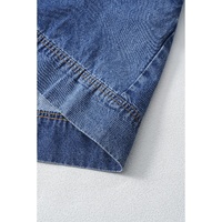 Blue Short Sleeve Collared Patched Pocket Denim Mini Dress - S thumbnail