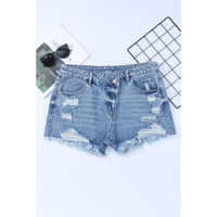 Sky Blue High Rise Crossover Waist Denim Shorts - 10 US thumbnail