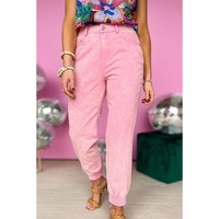 Azura Exchange Acid Wash Elastic Cuffed Jeans - 10 US thumbnail