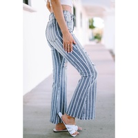 Azura Exchange Vertical Striped Ripped Flare Jeans - 10 US thumbnail