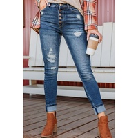 Azura Exchange Button Fly High Waist Skinny Jeans - 10 US thumbnail