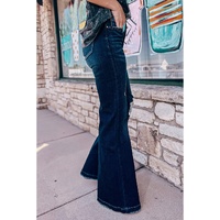 Real Teal High Rise Ripped Bell Bottom Jeans - 8 US thumbnail