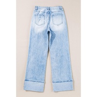 Beau Blue Light Wash Distressed Flare Jeans - 8 US thumbnail