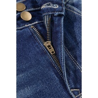 Sail Blue High Rise Dual Button Distressed Raw Hem Flared Jeans - 8 US thumbnail