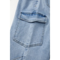 Beau Blue Bowknot Decor Boyfriend Cargo Jeans - 6 US thumbnail