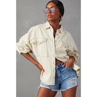 White Frayed Exposed Seam Denim Jacket - M thumbnail