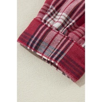 Beau Blue Plaid Print Patchwork Hooded Raw Hem Denim Jacket - M thumbnail