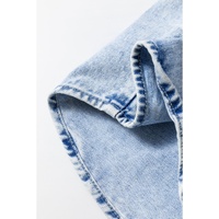 Mist Blue Oversized Contrast Hooded Denim Jacket - L thumbnail