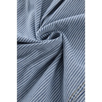 Sky Blue Stripe Washed Oversize Pocketed Denim Jacket - L thumbnail