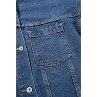 Dark Blue Washed Oversize Pocketed Denim Jacket - L thumbnail
