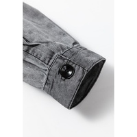 Medium Grey Mineral Wash Patched Pocket Split Denim Jacket - 2XL thumbnail