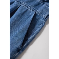 Ashleigh Blue V Neck Short Sleeve Smocked Back Denim Loose Jumpsuit - M thumbnail