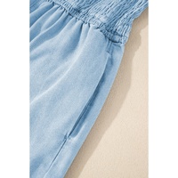 Beau Blue Spaghetti Strap Smocked Denim Romper - XL thumbnail