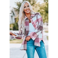 Plaid Color Block Buttoned Long Sleeve Jacket with Pocket - XL thumbnail