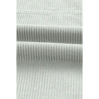 Sky Blue Raw Hem Flap Pockets Cropped Corduroy Jacket - S thumbnail