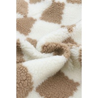 Brown Checked Snap Button Sherpa Jacket - XL thumbnail