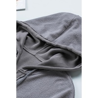 Gray Flap Pocket Drawstring Hood Zip Up Jacket - M thumbnail