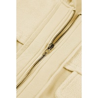 Apricot Flap Pocket Drawstring Hood Zip Up Jacket - L thumbnail