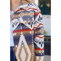 Multicolor Aztec Print Button-Up Oversized Jacket - XL thumbnail