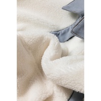 White Contrast Trim Buttoned Sherpa Jacket - M thumbnail