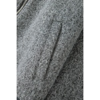 Medium Grey Fuzzy Zip Up Pocketed Sleeve Jacket - L thumbnail