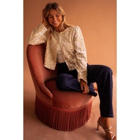 Golden Fleece Sequined Open Front Cropped Jacket - L thumbnail