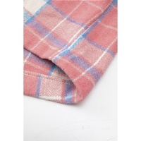 Pink Plaid Flap Pocket Button Up Shacket - L thumbnail