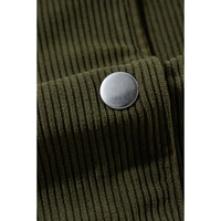 Mist Green Corduroy Fleece Patchwork Buttoned Bomber Jacket - XL thumbnail