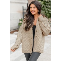 Jet Stream Solid Color Quilted Puffer Buttoned Shacket - 2XL thumbnail