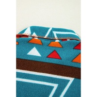 Sky Blue Aztec Printed Lapel Bell Sleeve Jacket - M thumbnail