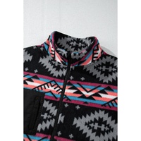 Black Aztec Printed Zip Up Collar Jacket - M thumbnail
