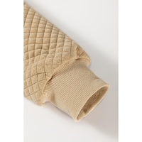 Pale Khaki Solid Geometric Textured Baseball Collar Jacket - L thumbnail