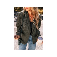 Desert Palm Twilled Single Breasted Lapel Blazer Coat - S thumbnail