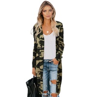 Green Camo Print Long Cardigan - L thumbnail