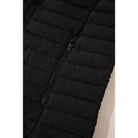 Black Plush Collared Quilted Zipped Puffer Vest - L thumbnail