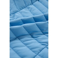 Sky Blue Plush Collared Quilted Zipped Puffer Vest - S thumbnail