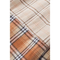 Orange Plaid Color Block Patchwork Shirt Jacket with Pocket - XL thumbnail