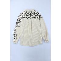 Apricot Leopard Print Detail Pocketed Corduroy Jacket - S thumbnail