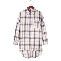 Azura Exchange White Oversized Plaid Pattern Shacket with Slits - M thumbnail