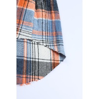 Multicolor Plaid Button Down Ruffled Shirt Jacket - 2XL thumbnail