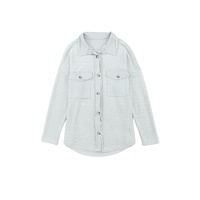 Azura Exchange Gray Contrast Flap Pockets Relaxed Shacket - L thumbnail
