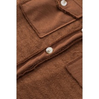Azura Exchange Brown Contrast Flap Pockets Relaxed Shacket - M thumbnail