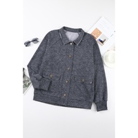 Gray Vintage Washed Flap Pocket Button Shacket - XL thumbnail