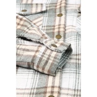 Gray Plaid Pattern Sherpa Lined Hooded Shacket - XL thumbnail